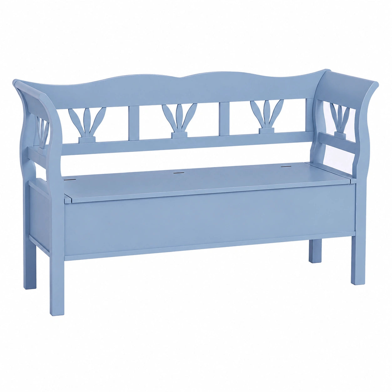 Panca in Stile Country Azzurro Antico 163 × 48 x A. 92 cm - Panca in Legno massello con vano Contenitore - Mobili in Legno massello - Mobili in Stile