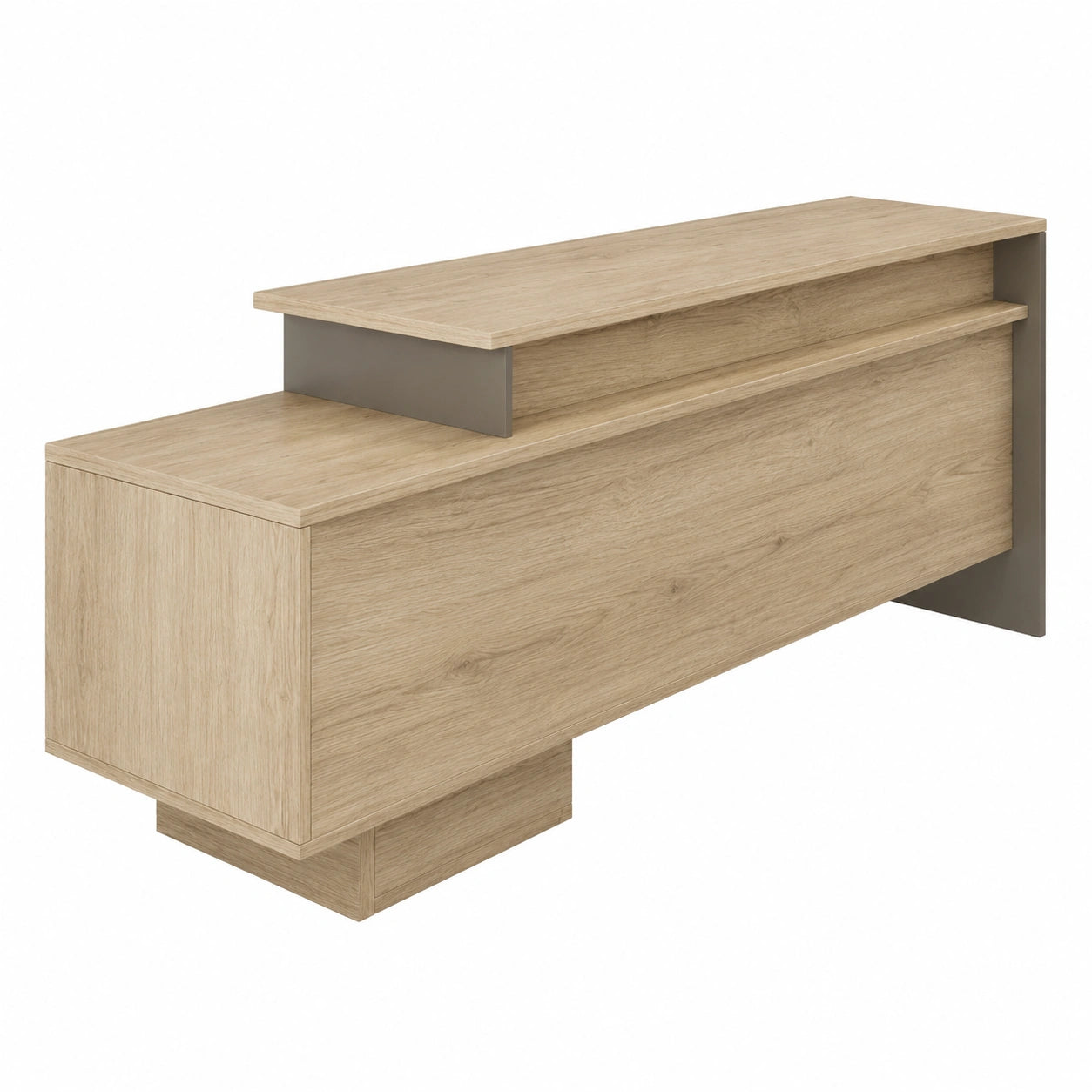 Scrivania e 5 Mensole a Cubo Mobili da Ufficio Rovere e Grigio Lucido UI10