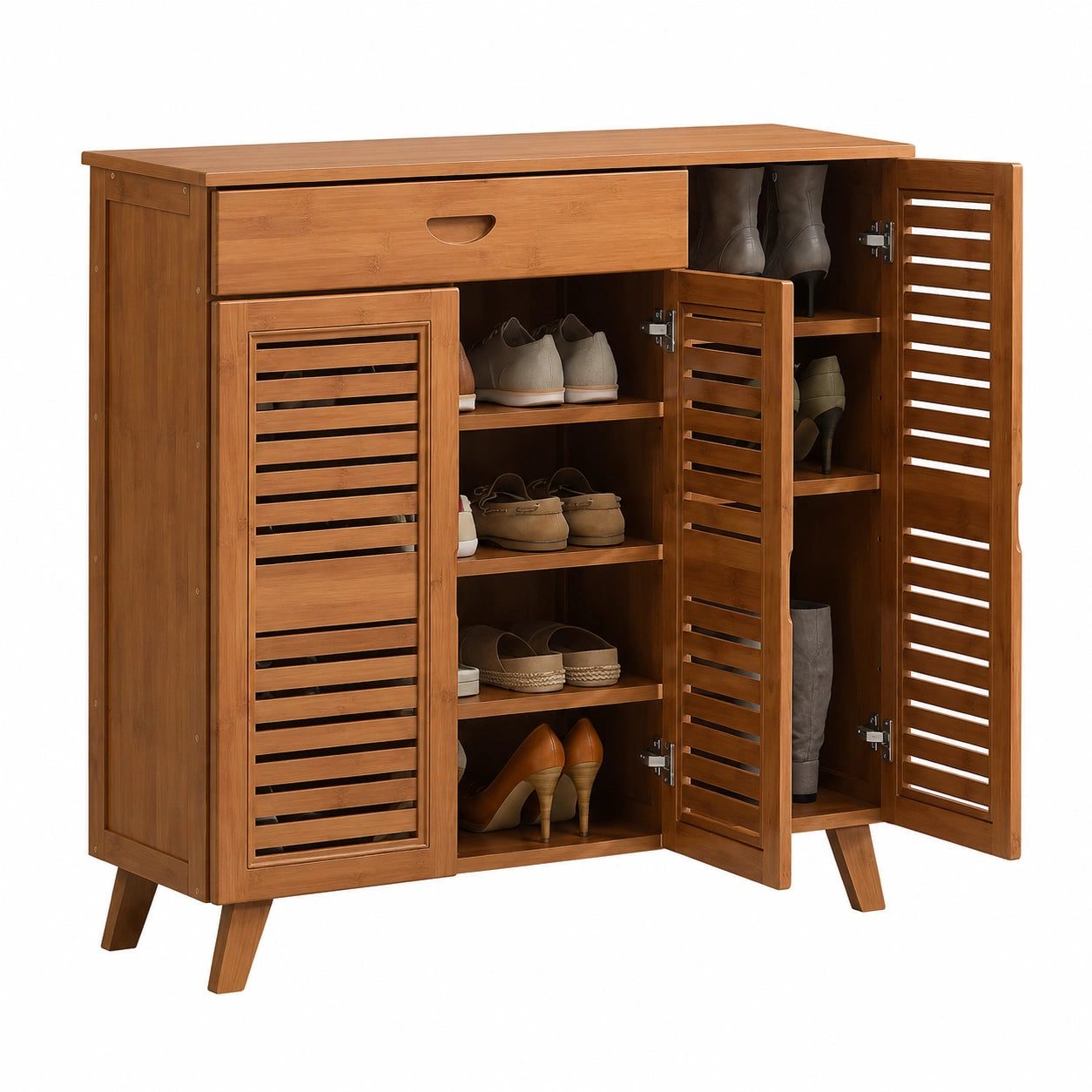 Scarpiera Salvaspazio Slim, scarpiera con 3 ante e 5 ripiani, Mobile Porta Scarpe in legno con Cassetto,scarpiera per Ingresso Camera da Letto