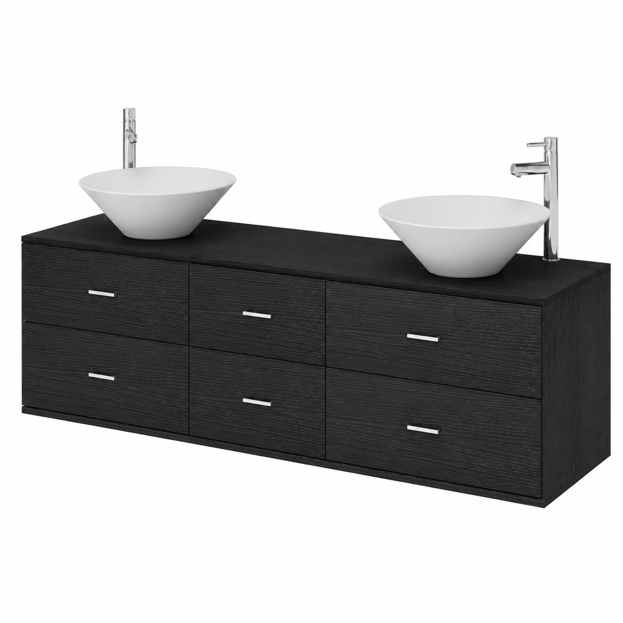 Set Arredo Bagno Completo Moderno, Mobili da Bagno con Lavabo set 7 pz Nero