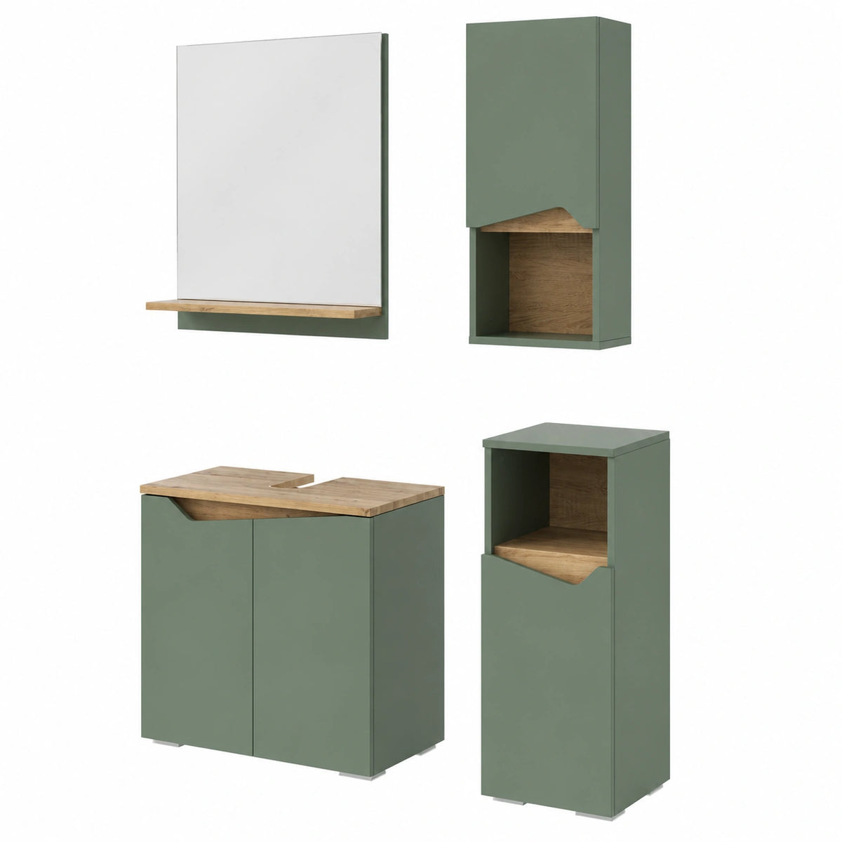 Vicco set di mobili da bagno Marelle, Verde, Artigianale, 60 cm, composto da mobile sottolavabo