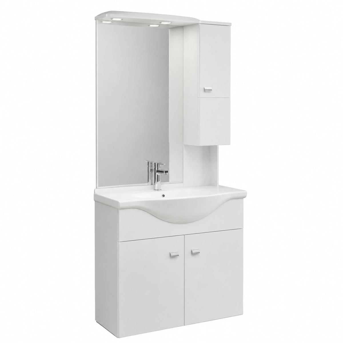 Mobile bagno a terra con specchiera e lavabo integrato modello seria 75 cm composizione completa