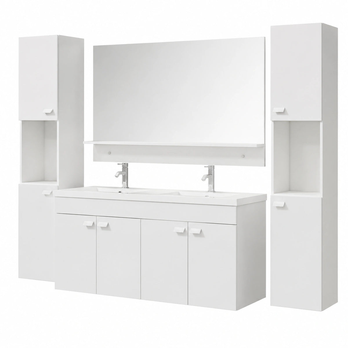 MOBILE BAGNO ARREDO BAGNO COMPLETO 120 cm LAVABO 2 RUBINETTI mod. bianco Elegance NUOVO IMBALLATO!