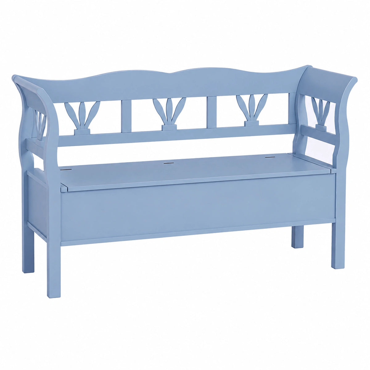 Panca in Stile Country Azzurro Antico 163 × 48 x A. 92 cm - Panca in Legno massello con vano Contenitore - Mobili in Legno massello - Mobili in Stile