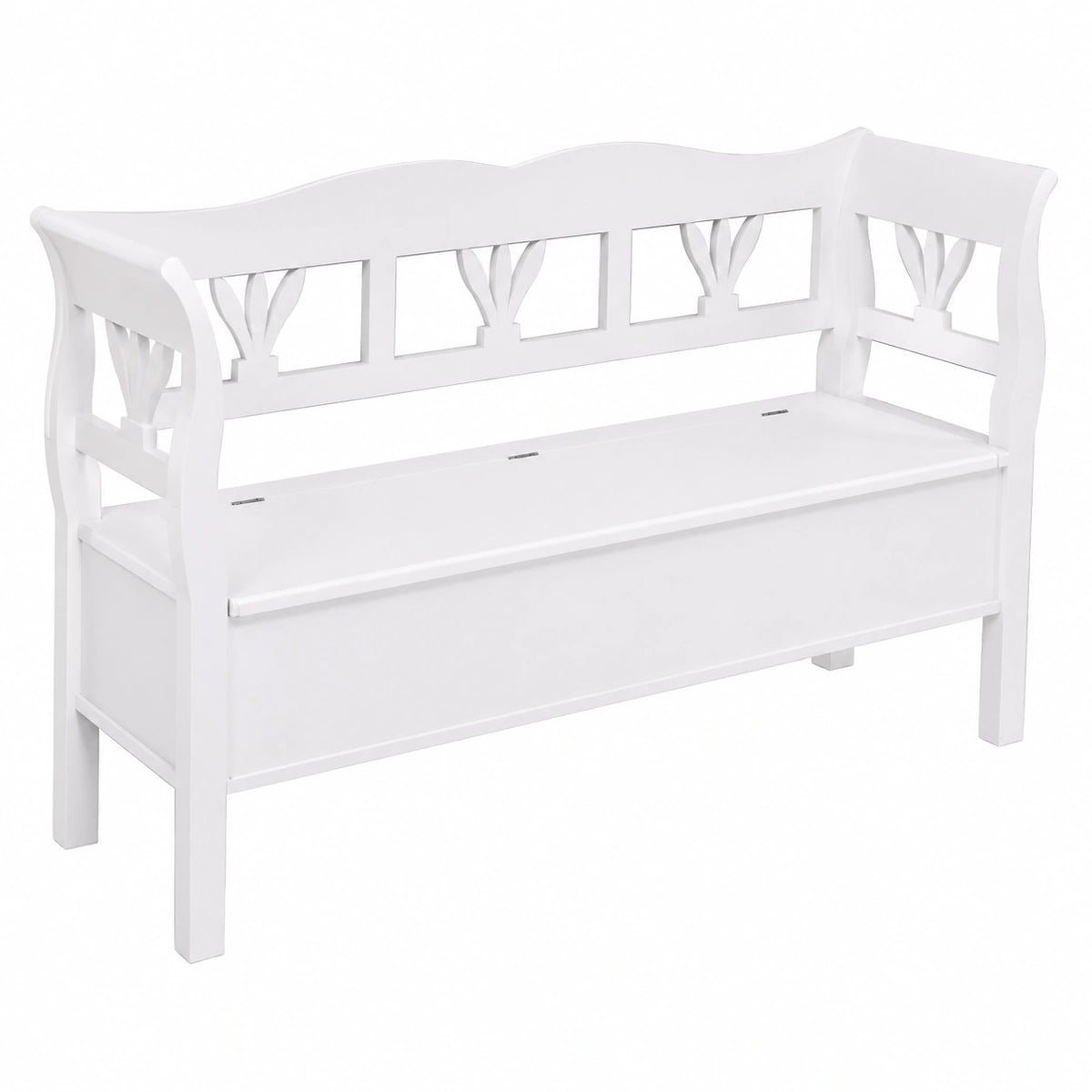 Panca in Stile Country Bianco 163 × 48 x A. 92 cm - Panca in Legno massello con vano Contenitore - Mobili in Legno massello - Mobili in Stile Country