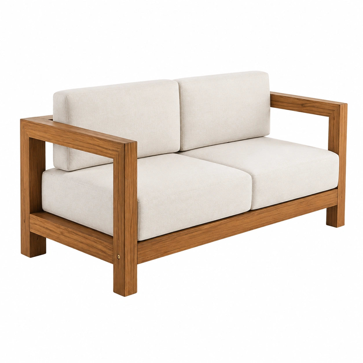 Divano Rustico 'Boston' Cream Bianco, Marrone 140 × 40 x H70 cm - in Legno massello di Rovere - Veri e propri mobili in Legno massello