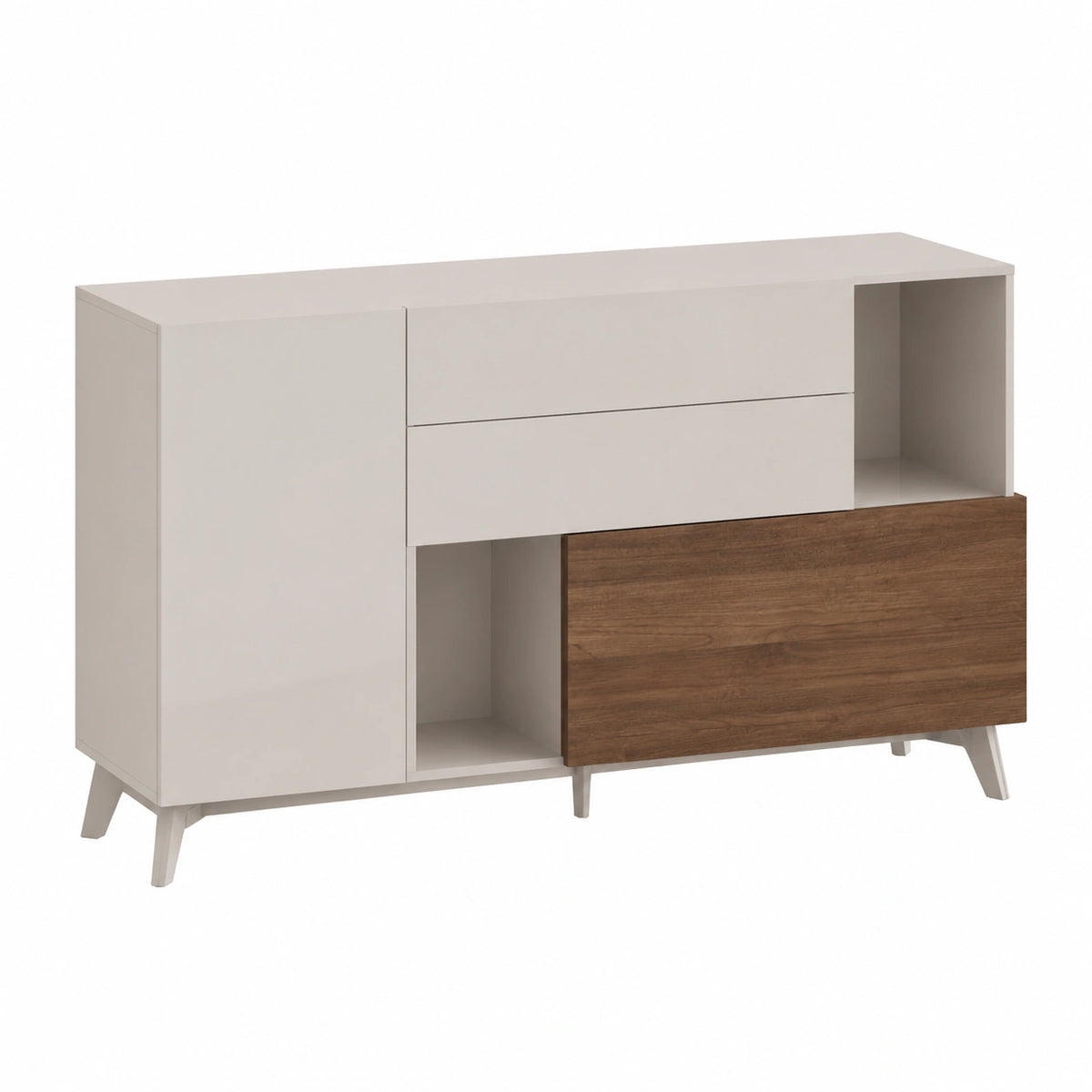 Madia con Ante e Cassetti in Italy, Credenza Contenitore Collezione Riviera per Soggiorno Cucina Ingresso Sala da Pranzo Mobile moderno (Bianco